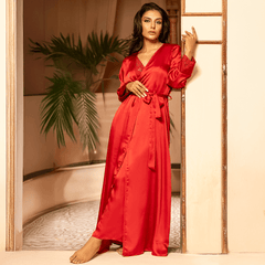 red nighty gown set