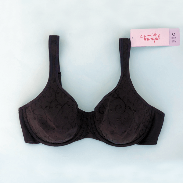 Black Cotton brassiere with embroidered logo